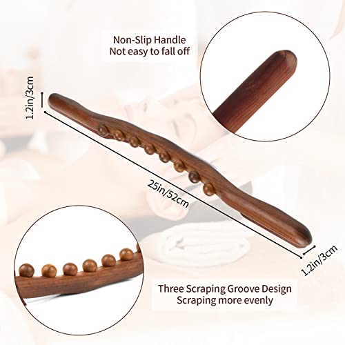 8 Bead Massage Roller Stick Wood Gua Sha Tool for All of Your Body SPA Massager 52cm