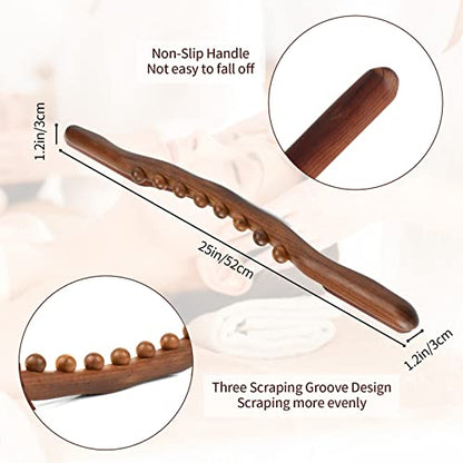 8 Bead Massage Roller Stick Wood Gua Sha Tool for All of Your Body SPA Massager 52cm
