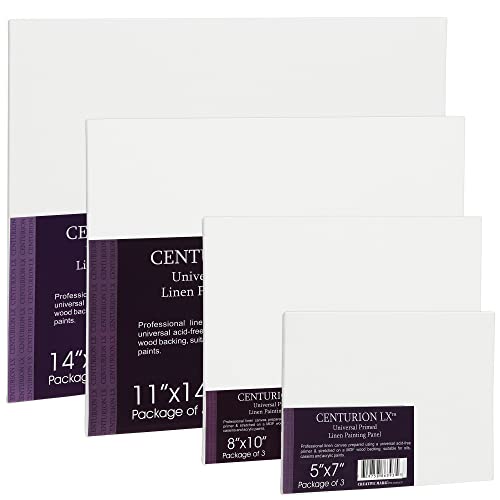 Centurion All-Media Primed Linen Panels - 14x18 3 Pack - 11oz Universal Primed Canvas Boards for Painting, Mounted on MDF Wood, Non-Warping, Ideal for Artists, Professionals, and Painters - size: 14"x18"