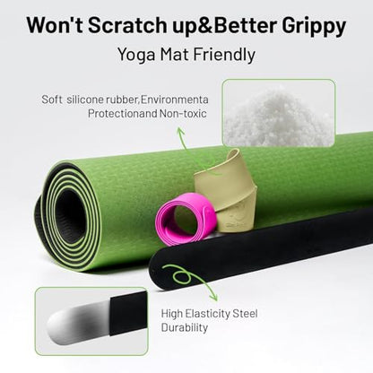 Slim Panda Yoga Mat Strap Slap Band, One Snap Keeps Mats Tightly Rolled, Heavy-Duty Clasp Fits Most Size Mats(24" L X 2" W) - color: Beige