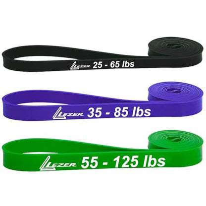 LEZER Resistance Bands - Pull Up Bands for Home Gym Fitness, Stretching, Physical Therapy & Training - Includes Instruction - color: 09 - 3 Colors - Heavy sets