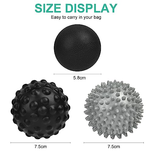 URAQT Spiky Massage Ball, 3 Pack Hard Spiky Massage Ball Roller Set, Professional Physical Therapy Massage Balls for Myofascial Release, Trigger Point Deep Tissue Massage, Plantar Fasciitis Recovery - color: 3pcs-b