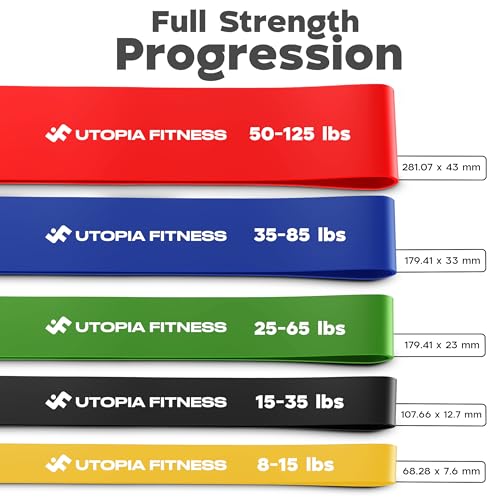 Pull Up Resistance Bands Set of 5 (8-125 lbs) Heavy Duty Workout Bands