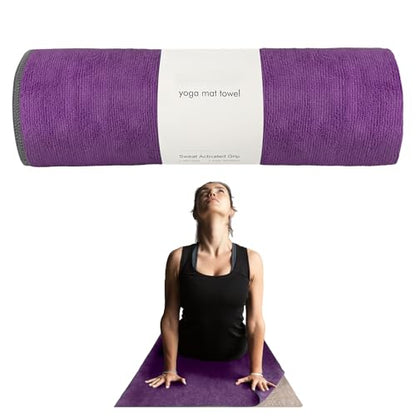 Muka Yoga Mat Towel for Hot Yoga Non-Slip, Pilates Mat Cover Absorbent Soft Gym Sweat Towel 72x24 Inch - color: Purple