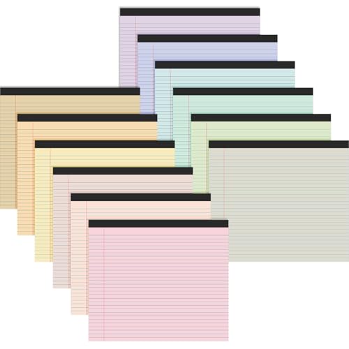 Lincia 12 Pcs Legal Pads Landscape Notebook, Macaron Color | 11" x 9.5" College Ruled Notepad,Horizontal Lined Notebook, 40 Sheet, 80 Gsm, Assorted Colors Paper, Pastel Writing Pad - color: Macaron Color