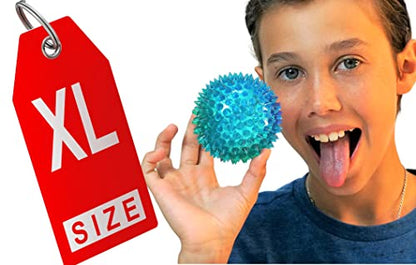 JA-RU Light Up Ball (4 Balls) Rubber Spiky Balls for Kids. Stress 699-4s | Relief Toy Autism Sensory Products. Dog Chew Toy Bulk Birthday Party Favors, Goodie Bag Stuffers - size: 4 Giant Balls