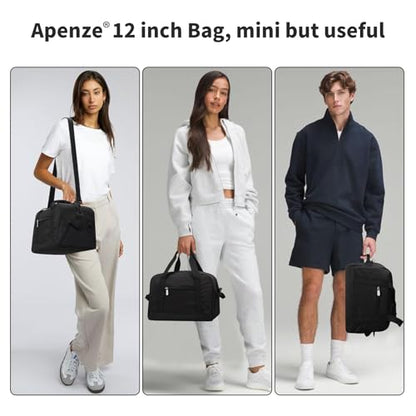 Apenze Small Gym Bag,12 inch Carry On Bag - color: Black, size: 12 inch