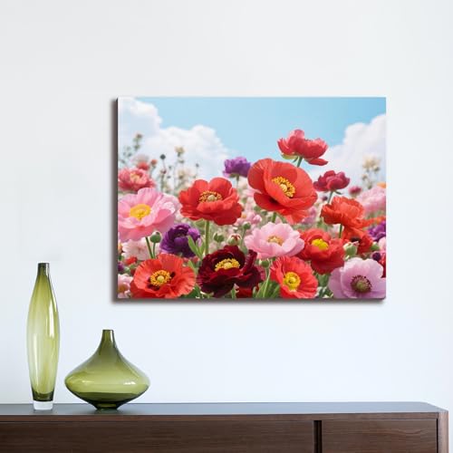 Muzagroo Paint by Numbers Oil Painting Kits for Adults DIY Poppy Flowers Oil Painting for Beginners Hand Crafts Kits with Brushes and Acrylic Paints 16x20 inches (Poppy) - color: Poppy