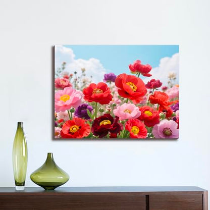Muzagroo Paint by Numbers Oil Painting Kits for Adults DIY Poppy Flowers Oil Painting for Beginners Hand Crafts Kits with Brushes and Acrylic Paints 16x20 inches (Poppy) - color: Poppy