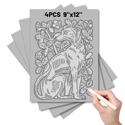 4 Pack Linoleum Blocks for Printmaking, 9 X 12 Inch, Soft Rubber | Easy To Carve, For Stamps, Prints, Cards, Beginner And Artist Use - size: 9 x 12 Inch