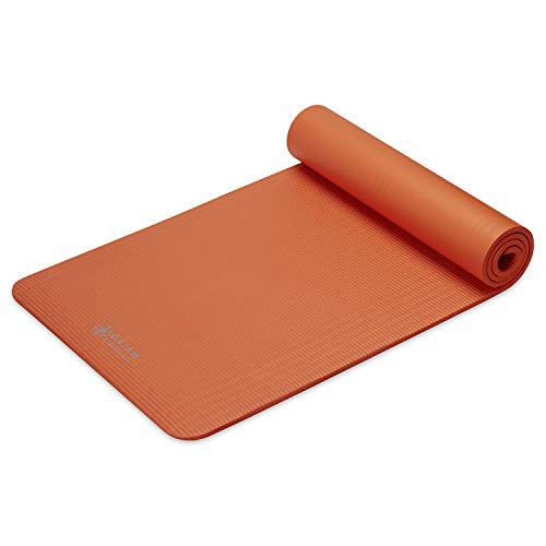 Gaiam Thick Yoga Mat, Exercise & Fitness Mat with Easy-Cinch Carrying Strap - color: Orange, size: 2/5" (10MM)