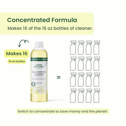 Good Natured Brand All-Purpose Cleaner Concentrate | Multi-Surface Cleaner | Natural Lemon Essential Oil | Multipurpose Cleaner Concentrate All Surfaces | Lemon Love | 16oz makes 256oz - size: 16 Fl Oz