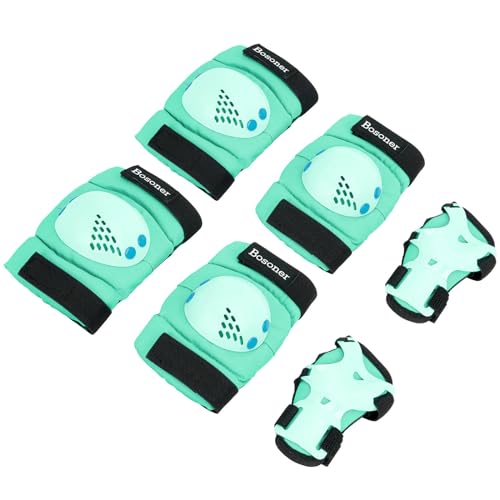 BOSONER Kids/Youth Knee Pad Elbow Pads for Roller Skates Cycling BMX Bike Skateboard Inline Rollerblading, Skating Skatings Scooter Riding Sports - color: Mint Green, size: Small (3-7 years)