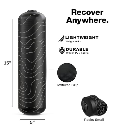 Inflatable Travel Foam Roller for Muscle Recovery and Mobility - color: Topo Black