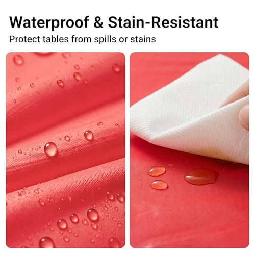 Auros 10-Pack Plastic Tablecloths, 54x108 Inch Disposable Table Covers, 8FT | Rectangle Waterproof & Throw Away Table Cloth, Easy Cleanup for Party, Wedding, Graduation, BBQ, Fits 6-8ft Tables, Party Red - color: Party Red, size: 54" X 108" Rectangle
