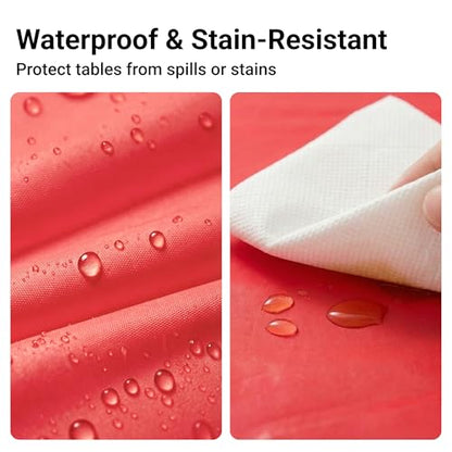 Auros 10-Pack Plastic Tablecloths, 54x108 Inch Disposable Table Covers, 8FT | Rectangle Waterproof & Throw Away Table Cloth, Easy Cleanup for Party, Wedding, Graduation, BBQ, Fits 6-8ft Tables, Party Red - color: Party Red, size: 54" X 108" Rectangle