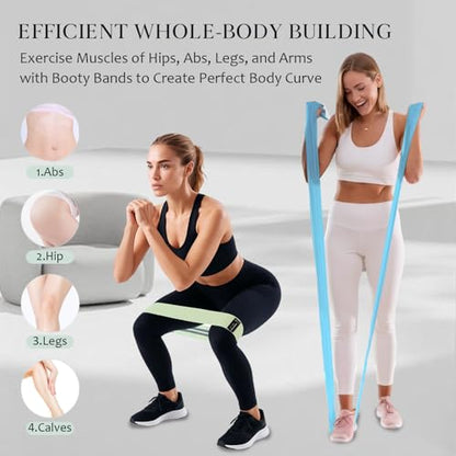 HIMESPORNER Wide Fabric Resistance Bands for Working Out 3 Level - color: Z.Blue and Gray