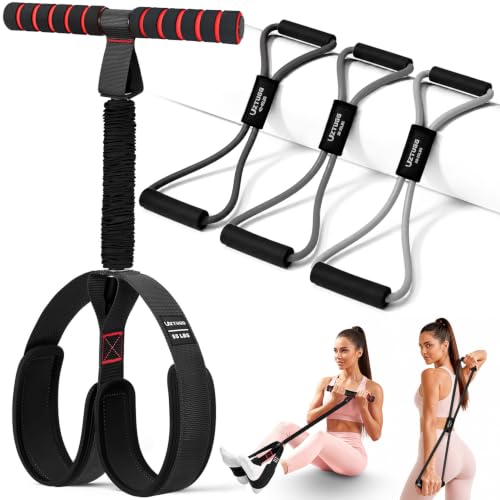 Resistance Bands with Handles Set, Leg/Core/ABS/Arm/Back/Hips Workout Equipment for Women, Portable Pedal Resistance Band & Figure 8 Resistance Bands, Exercise Bands for Pilates Yoga Stretching - color: Black