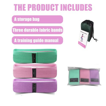 3 Level 18–70 LBS Fabric Resistance Bands, Workout Exercise Bands for Women | Thick Non-Slip Cloth Booty Bands for Legs Glutes Hips, Yoga Pilates Home Gym Training Physical Therapy Rehab