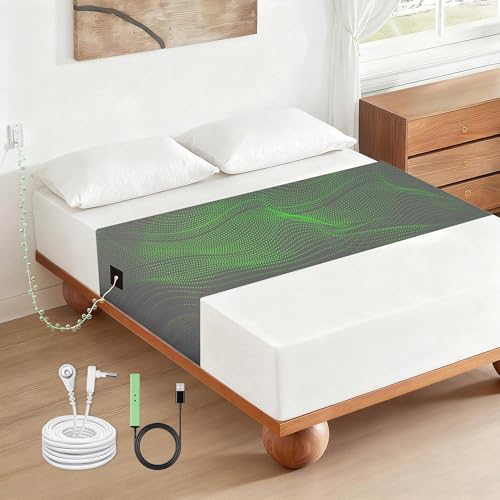 Grounding Sheets for All Mattress Sizes,Grounding Mat for Bed 10% Silver Fiber+90% Cotton Grounding Sheets Sleeping Earth Grounded Mat,Grounding Fitted Sheet Healthy Sleep 106"x23.6" Gray - color: Gray