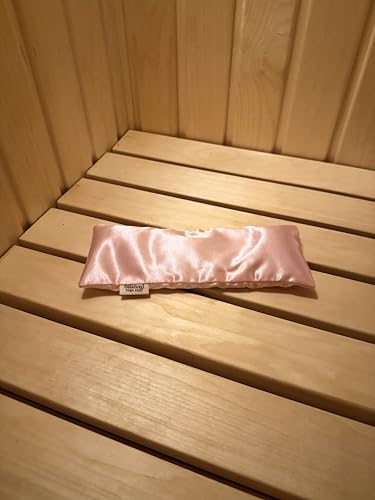 Weighted Lavender Eye Pillow for Yoga, Travel – Sateen Cotton Cover, Flax Seed Filling, Natural Lavender, Hot & Cold Use - color: Pink