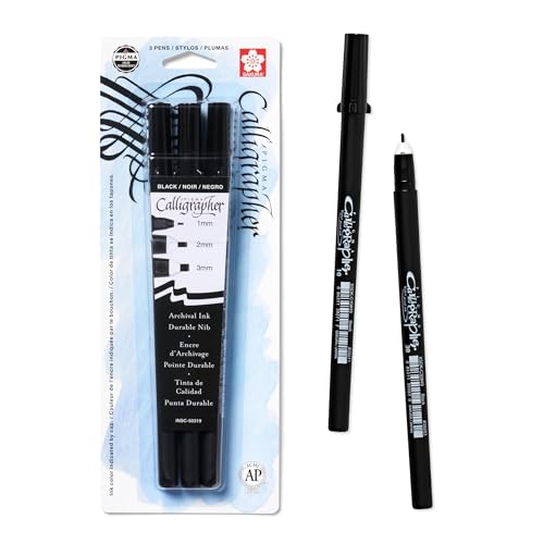 SAKURA 50319 3-Piece Pigma Blister Card Calligrapher Pen Set, Black | Archival Black Ink Pens, For Lettering and Modern Calligraphy, Assorted Nib Sizes for Varied Line Widths and Styles - style: 3-PC Black Set
