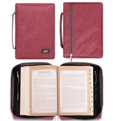 Christian Art Gifts Men/Women's Bible Cover Jesus Fish, Red Canvas, Small - color: Red/Jesus Fish, size: Small