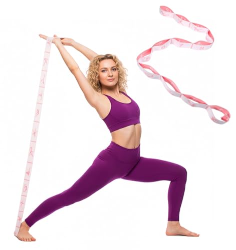 12 Loop Stretching Strap, Yoga Straps for Stretching, Dance Stretch Band Elastic Stretching Equipment for Flexibility & Fitness