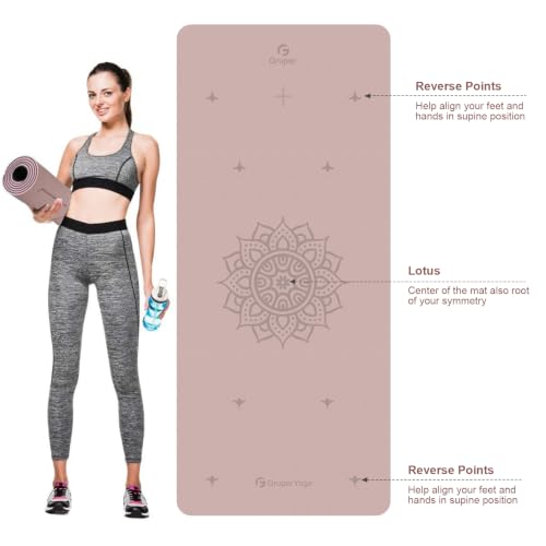 Gruper Yoga Mat Non Slip TPE Extra Wide Yoga Mat with Alignment Mark, 72"L x 32"W x 0.32"/0.24"Th (183cm x 80cm x 8mm/6mm), Anti-Tear Exercise Mat with Carrying Strap and Bag, Workout Mats for Yoga, Pilates - color: Pink Purple, size: 0.32*32*72 Inches