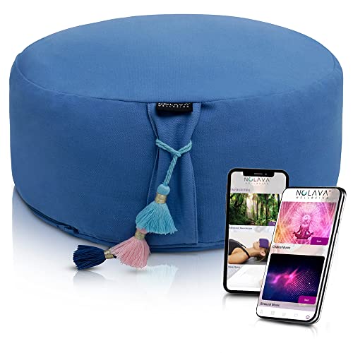 NOLAVA Round Zafu Cushions 15"x6" & Zabuton Meditation Cushions 32"x28"x3" - Premium Comfort for Mindful Practices - Yoga Bolster Pillow & Meditation Floor Pillow Essentials - color: 블루.