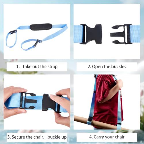 GORGECRAFT Carrying Beach Chair Straps Adjustable Shoulder Carrying Straps White Beach Chair Backpack Anti-Slip Replacement Universal for Foldable Bikes Scooter Camping Picnics Outdoor 106-176cm - color: White2