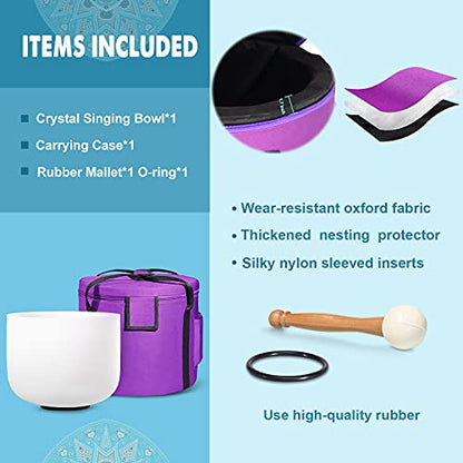 440HZ 8 Inch C Note Root Chakra Frosted Quartz Crystal Singing Bowl Meditation Therapy Sound Healing Instrument Sound Bath Bowl with Carrying Bag | Meditation Therapy, Sound Healing, Sound Bath Bowl, Carrying Bag Mallet and O-ring Included