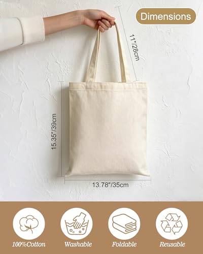 Canvas Tote Bag with Zipper for Women, Halloween Trick or Treat Bags Bulk | 13.8" x 15.3" Fashionable Two-Tone Cotton Tote Bag for Crafts, DIY Your Creative Designs - color: [A2] Beige