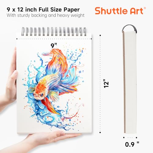 Shuttle Art 9”x12” Sketch Pad, 260 Sheets (68lb/100gsm) Drawing Pad, Pack of 2, 130 Sheets Each, Spiral Bound Sketch Book, Durable Acid-Free Drawing Paper, Great Sketch Pad for Kids, Teens & Adults - size: 130 Sheets x 2