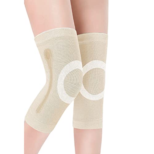 JUMISEE (One Pair Cotton Knee Sleeves for Knee Support, Circulation Improvement & Pain Relief Compression Knee Brace - color: X Nude With Silicone Gel Spring Support, size: Large