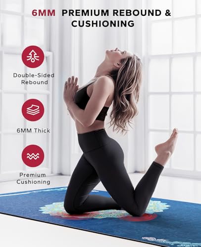 HAPBEAR Large Yoga Mat - 72"x36" Extra Wide Exercise Mat - 1/4" Thick Dual Color PVC | Anti-Slip Surface & High Cushioning - Ideal for Yoga, Pilates & Home Workouts - Bonus Mesh Bag - color: Blue