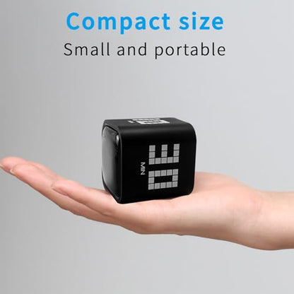 Qumox Digital Cube Timer, Rechargeable Flip Timer with Gravity Sensor & Manual Mode, 5/10/30/60 Minute Countdown, USB-C, LED Display, Vibration & Sound Alerts for Study, Work, Cooking, Fitness
