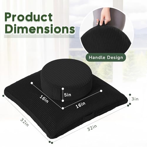 Meditation Cushion, 32x32inch Meditation Floor Pillow for Adults - color: Black