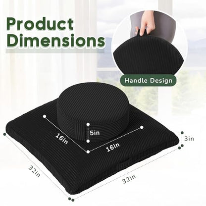 Meditation Cushion, 32x32inch Meditation Floor Pillow for Adults - color: Black