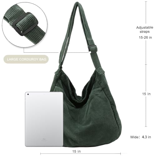 Canvas Tote Bag Casual Hobo Crossbody Shoulder Bag for Women and Men Large Purse Messenger Bag Travel Work - color: 2-green