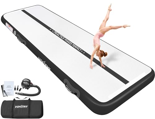 VOFiTNY Inflatable Gymnastics Air Mat Tumble Track with Pump for Training - color: Black, size: 13ft*6.6ft*4inches(4m*2m*0.1m)