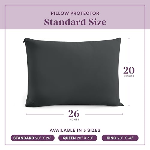 CirclesHome Pillow Protectors 2 Pack Standard Zippered - 100% Cotton Breathable Pillowcases - Protects Pillows from Dirt, Dust and Debris (Standard - Set of 2 - 20x26) - color: 4 - Dark Grey, size: Standard (20 x 26 inches) - Set of 2