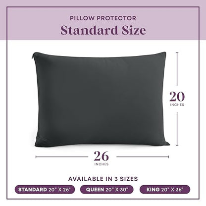 CirclesHome Pillow Protectors 4 Pack Standard Zippered - 100% Cotton Breathable Pillowcases - Protects Pillows from Dirt, Dust and Debris (Standard - Set of 4 - 20x26) - color: 4 - Dark Grey, size: Standard (20 x 26 inches) - Set of 4