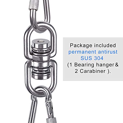 SELEWARE Heavy Duty Bearing Swing Swivel, 360° Rotation Hanging Accessory - color: Swivel (E) and 2 Carabiners