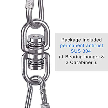 SELEWARE Heavy Duty Bearing Swing Swivel, 360° Rotation Hanging Accessory - color: Swivel (E) and 2 Carabiners