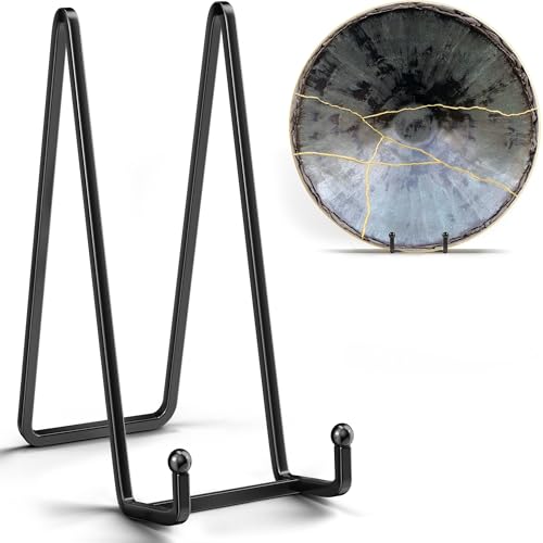 IPAME 14 Inch Heavy Duty Plate Stand (2 Pack) – Metal Display Easel for Large Plates, Platters, Picture Frames, Plaques, Signs and Posters - size: 14 Inch