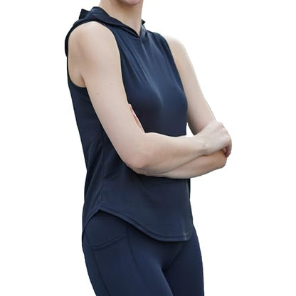 Womens Workout Hooded Tank Yoga Tops Running Shirts Quick Dry Gym Sleeveless Hoodie - color: 1 Pack: Black, size: Medium