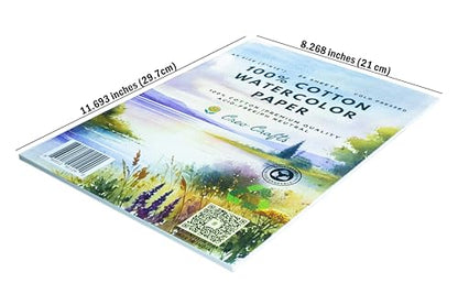 Creo Crafts 100% Cotton Watercolor Paper A4 (8.3 x 11.7 in) - 36 Sheets, 250 GSM Cold Pressed, Gelatin Sized, Acid-Free Natural White Artist Paper for Watercolour & Gouache - size: A4