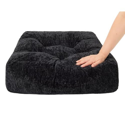 Floor Pillow, Large Meditation Sitting Cushion with Handle | for Tatami, Living Room, Yoga Use for Adults and Kids (1, Square, Black, 22" x 22" x 6") - color: Square, Black