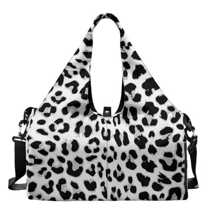 Snow Leopard Print Gym Bag for Women Yoga Mat Bag with Yoga Mat Holder Sports Duffel Bags with Adjustable Strap, Cheetah Print Sports Bags Double Zipper - color: Snow Leopard Print
